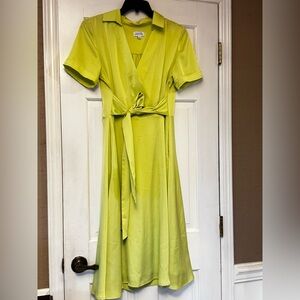 Tahari ASL Lime Green Midi Dress